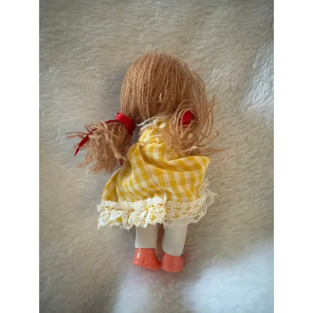 Vintage Clip-On Hugger Doll Made in Korea Yarn Hair Yellow Dress Plush Toy 8